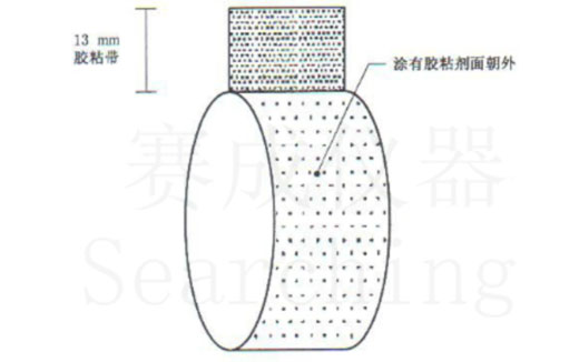 濟南賽成VOC-01環(huán)形初粘儀測試時，將膠帶式樣彎轉成如圖這樣的環(huán)形試樣，有膠面朝外